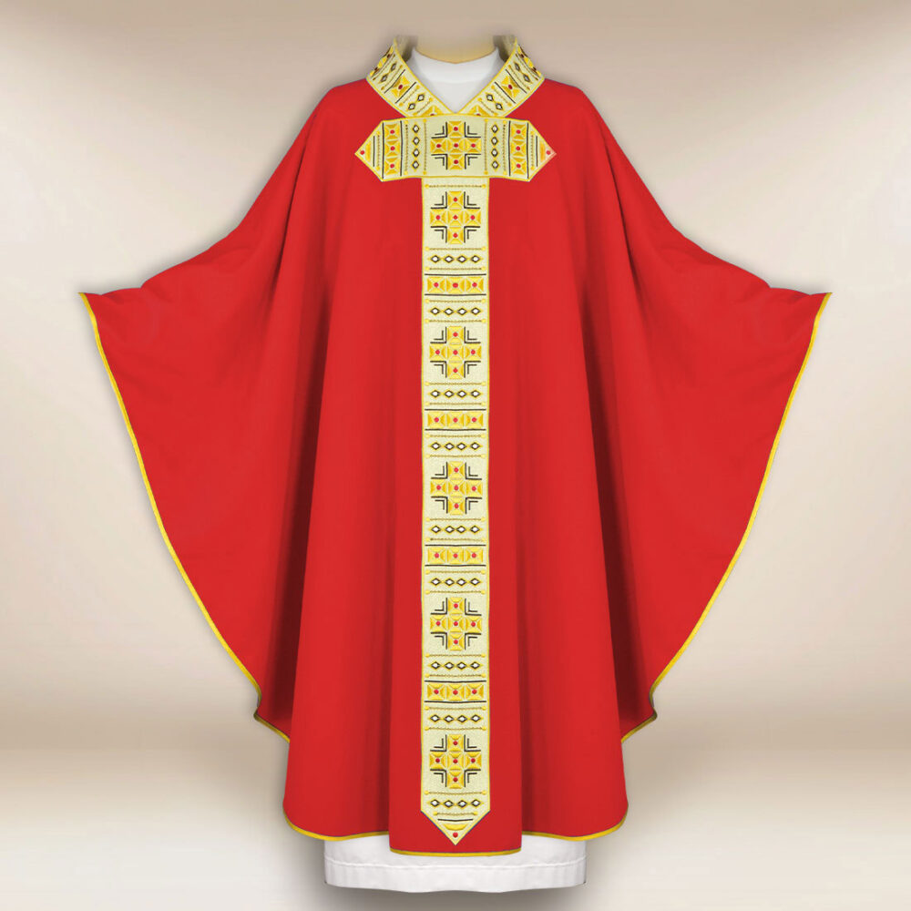 Casula sacerdotale ricamata rossa