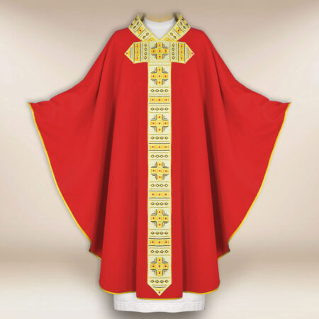 Casula sacerdotale ricamata rossa