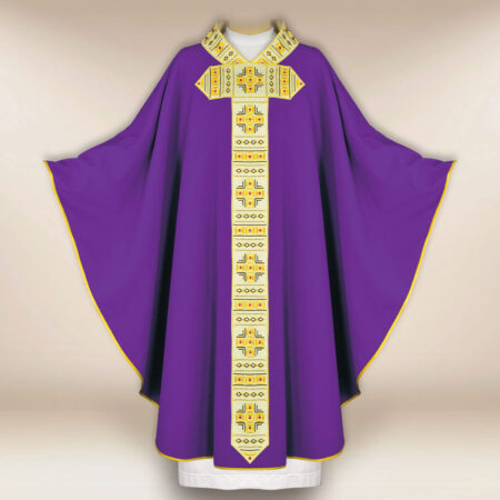 Casula sacerdotale ricamata viola
