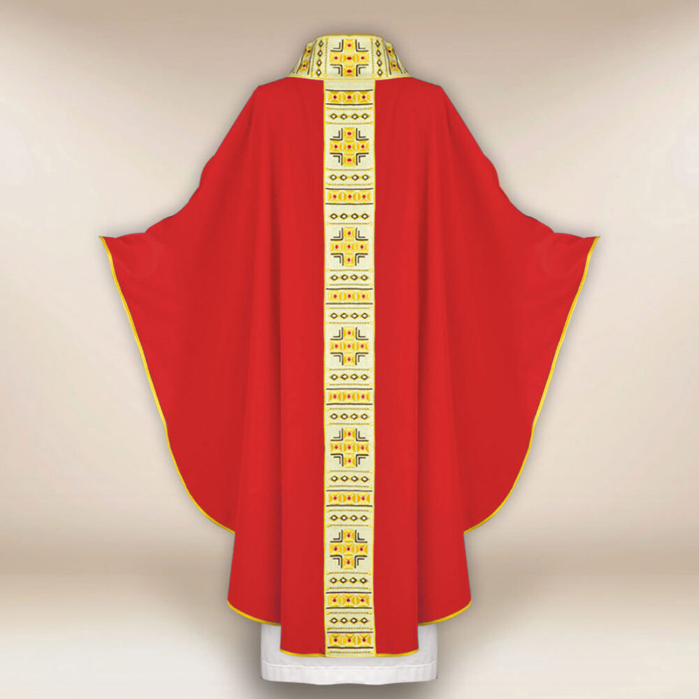 Casula sacerdotale ricamata rossa