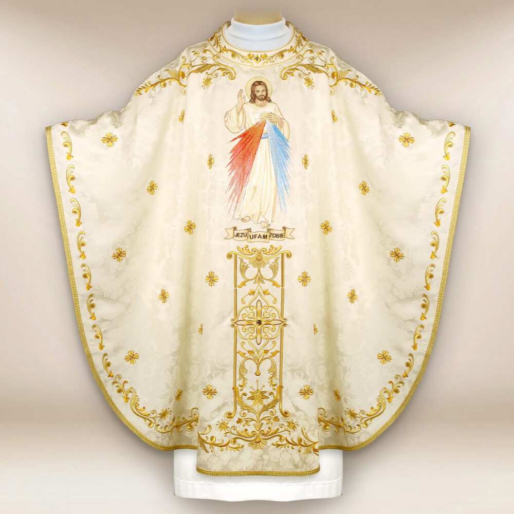 Casula sacerdotale ricamata Gesù Misericordioso