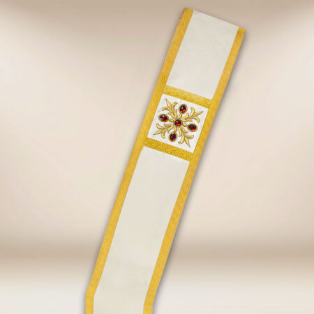 Stola ricamata diaconale ecru