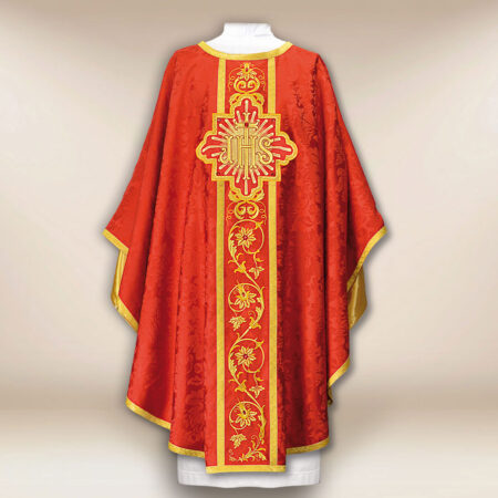 Casula sacerdotale rossa con IHS