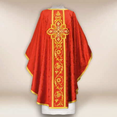 Casula sacerdotale rossa con IHS