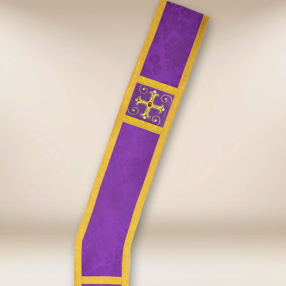 Stola ricamata diaconale viola