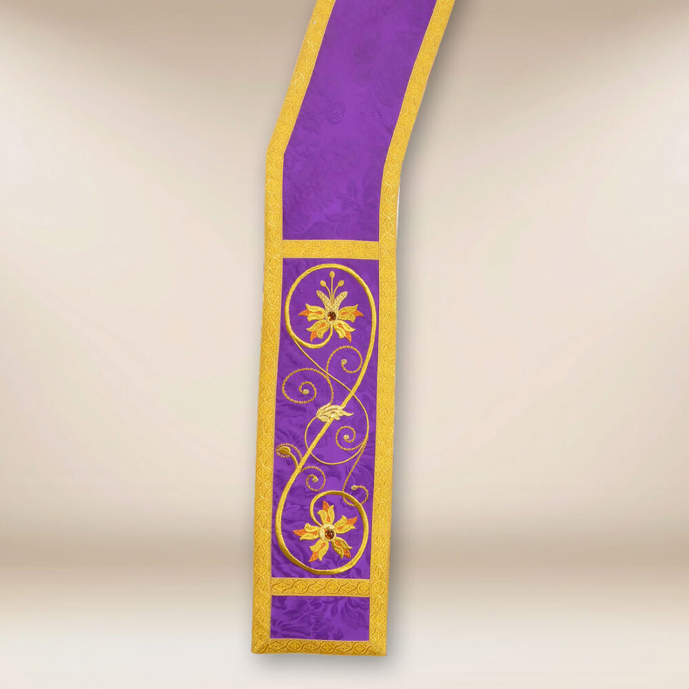 Stola ricamata diaconale viola