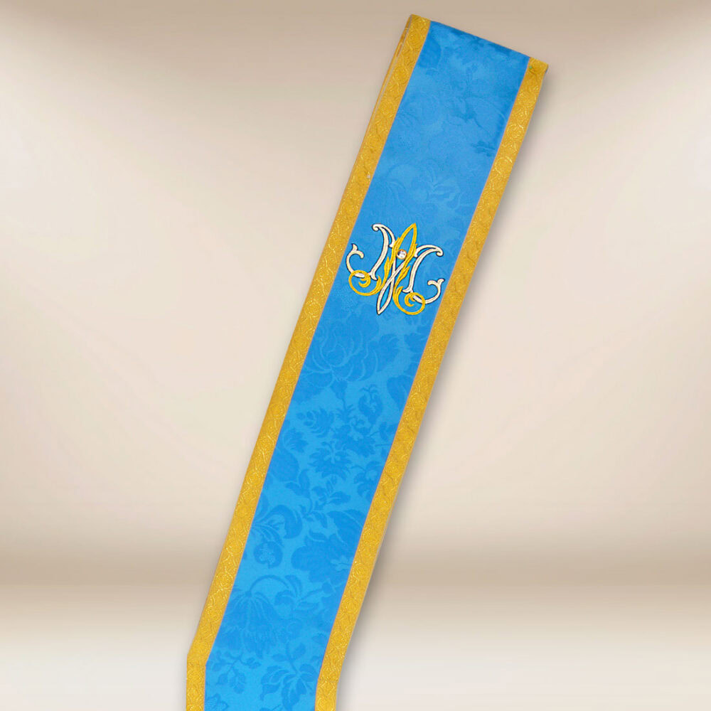Stola ricamata diaconale Mariano blu