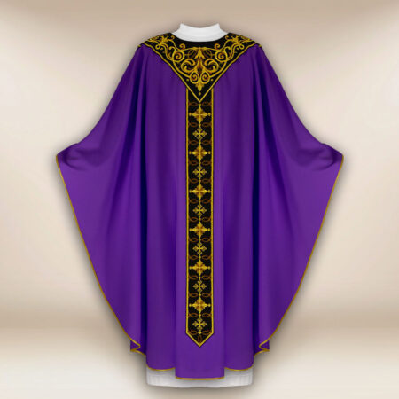 Casula sacerdotale ricamata viola