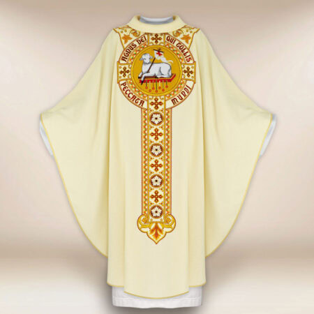 Casula sacerdotale ricamata Agnello di Dio