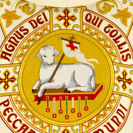 Casula sacerdotale ricamata Agnello di Dio