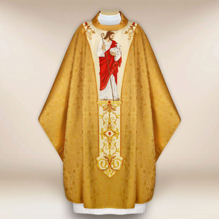Casula sacerdotale ricamata Gesù Buon Pastore