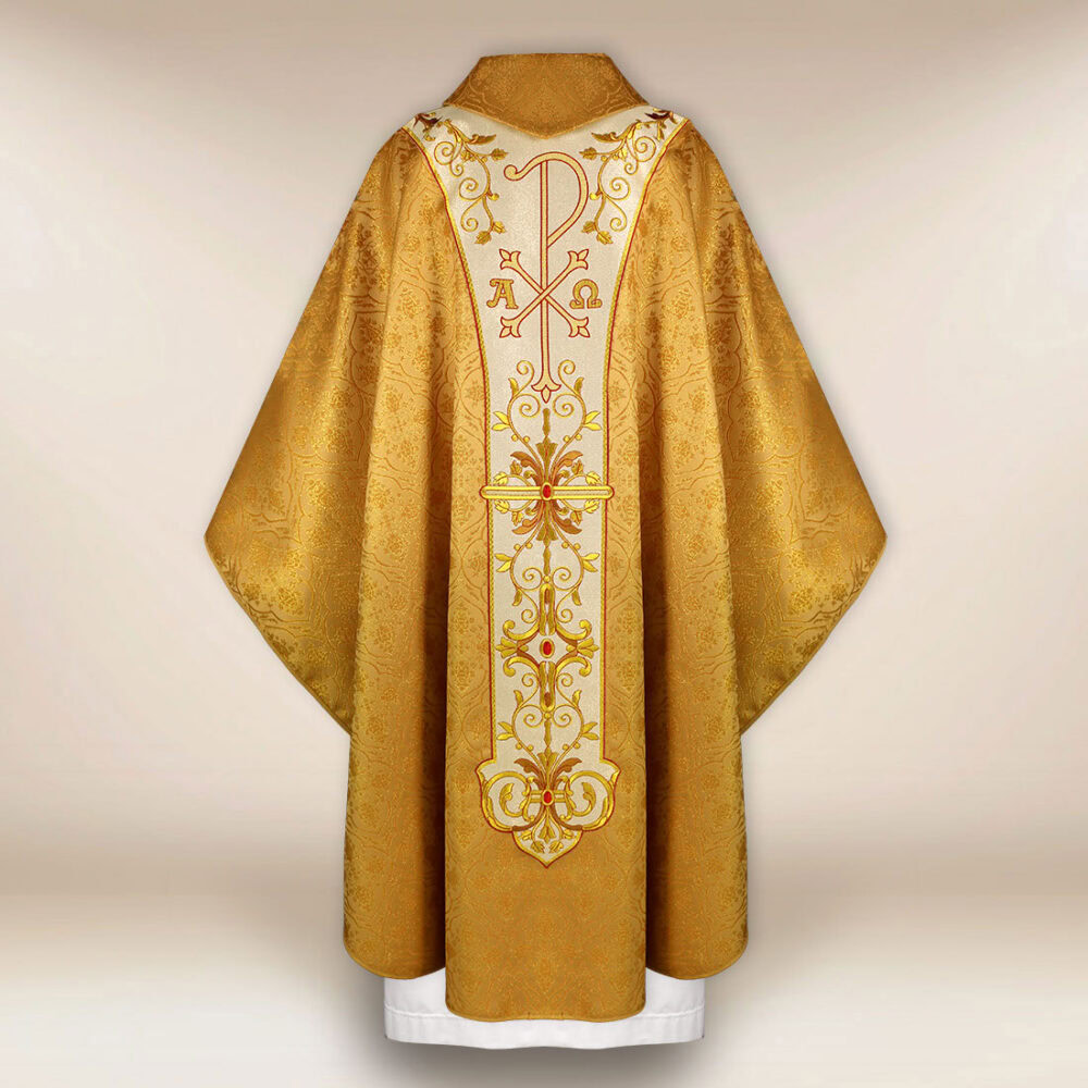 Casula sacerdotale ricamata Gesù Buon Pastore