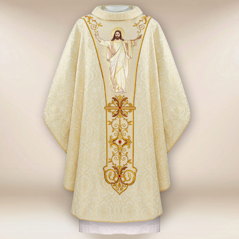 Casula sacerdotale ricamata Gesù Risorto