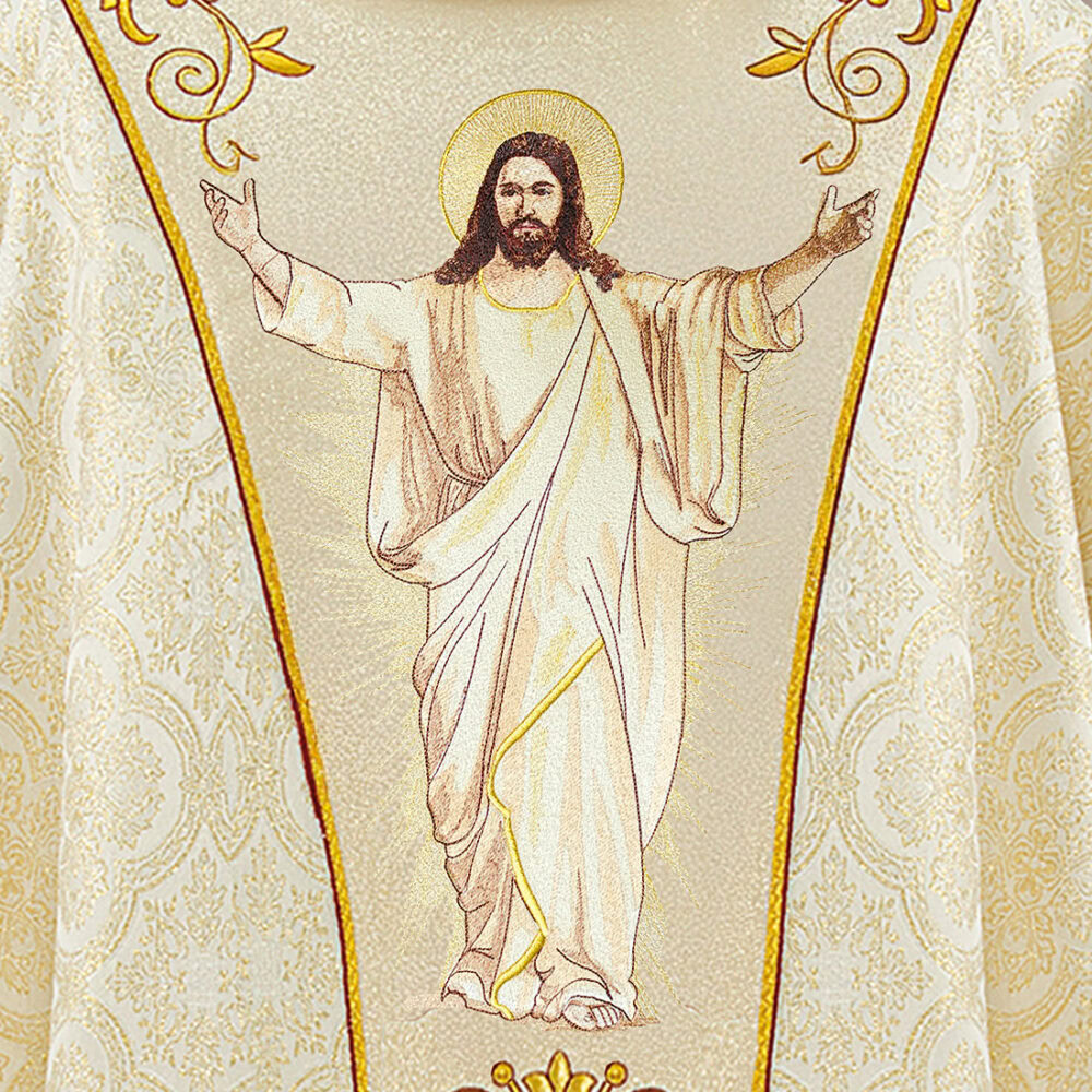 Casula sacerdotale ricamata Gesù Risorto