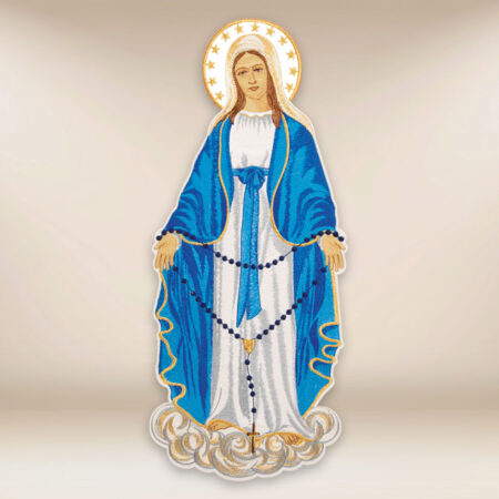 applicazione ricamata Madonna del Rosario