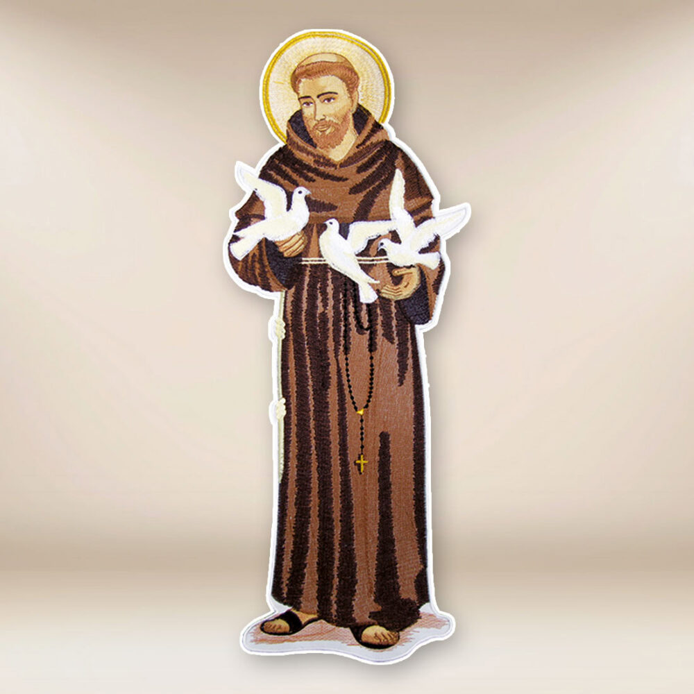 applicazione ricamata San Francesco