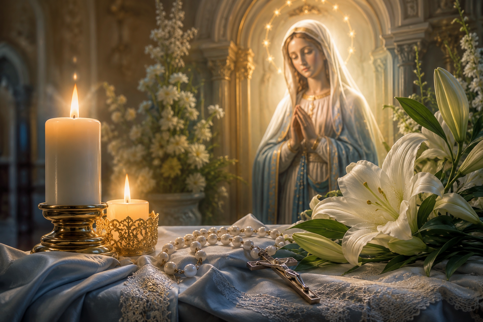 Feste mariane 2026 – statua della Beata Vergine Maria durante la celebrazione dell’Assunzione del 15 agosto