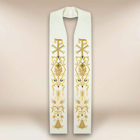 Stola sacerdotale ricamata ecru con siMadonnaolo PX