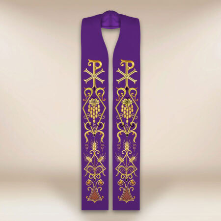 Stola sacerdotale ricamata liturgica viola con siMadonnaolo PX