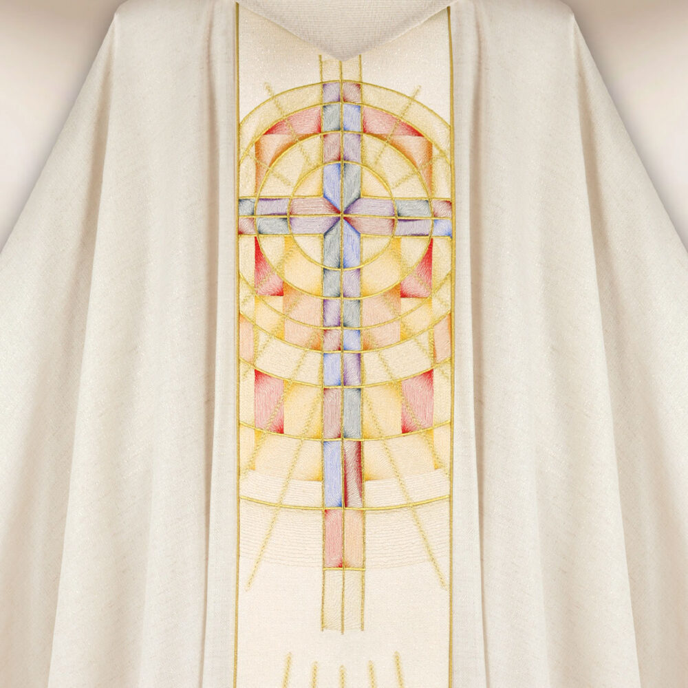 Casula sacerdotale ricamata ecru con calice