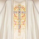 Casula sacerdotale ricamata ecru con calice