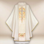 Casula sacerdotale ricamata ecru con calice