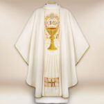 Casula sacerdotale ricamata ecru con calice