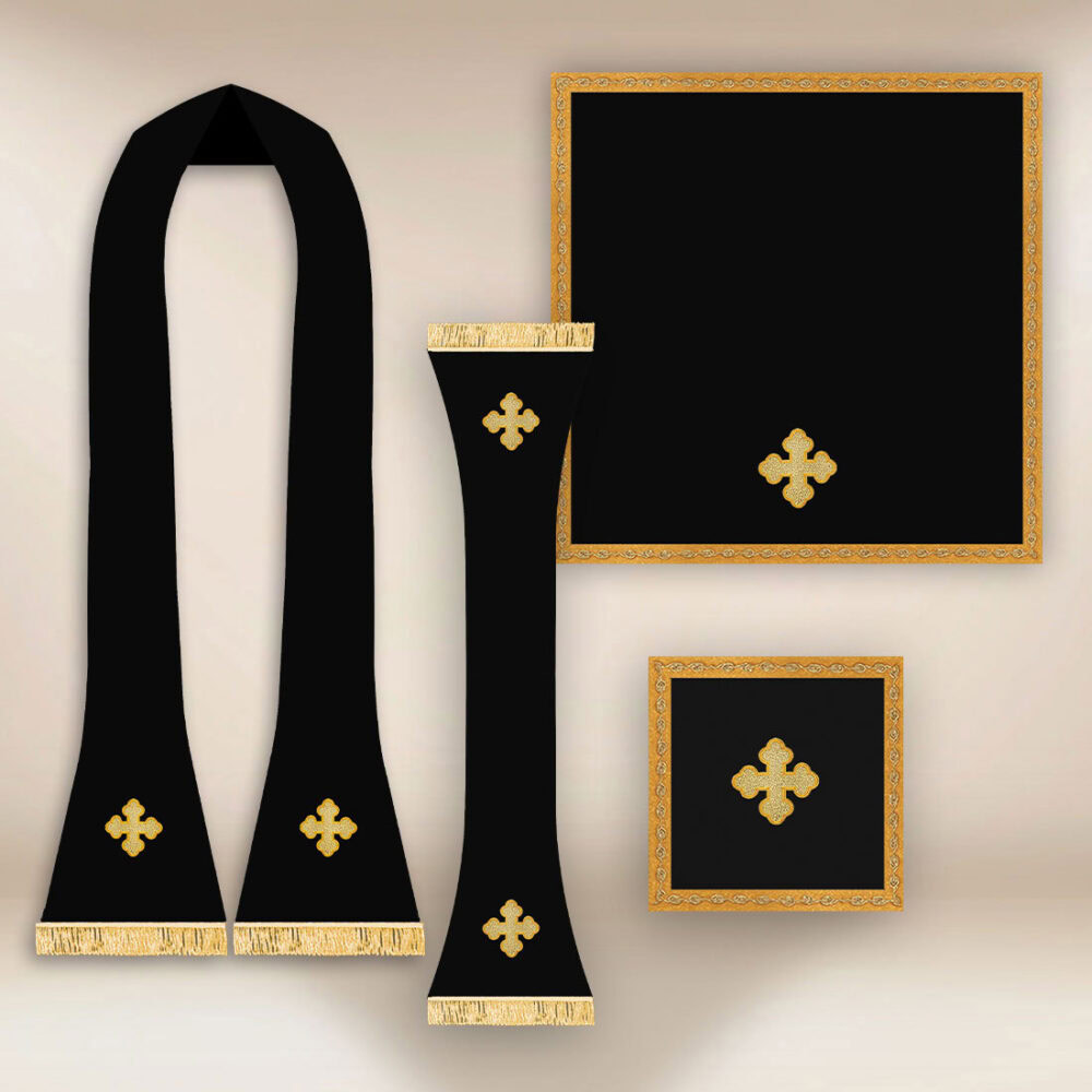 Casula romana replica croce nera e IHS