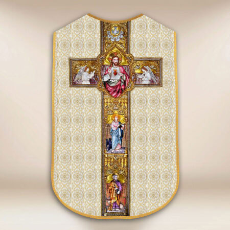 Casula romana replica ecru Cuore di Gesù