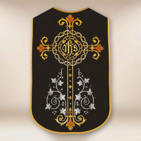 Casula romana replica croce nera e IHS