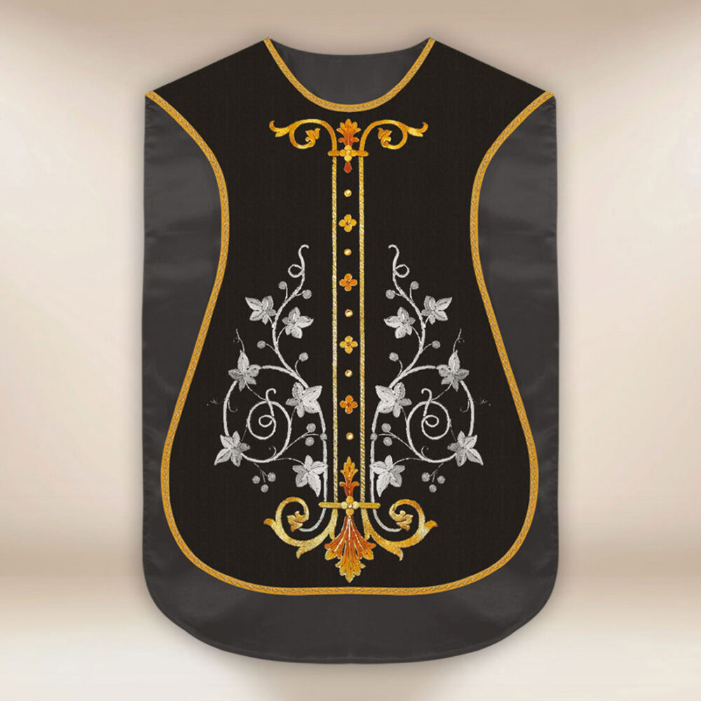 Casula romana replica croce nera e IHS