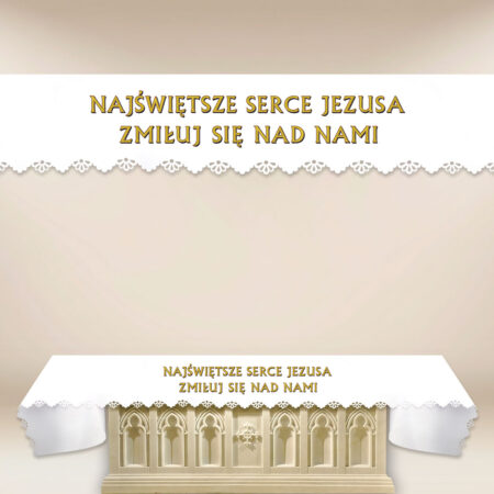 Obrus Foto Wycinany Laserowo “Najświętsze Serce Jezusa Zmiłuj Się Nad Nami”