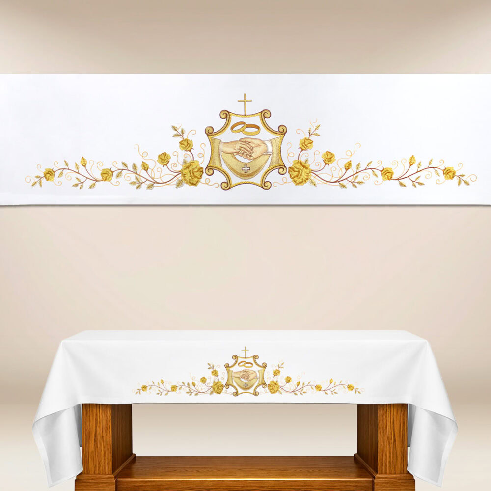 Tovaglia da altare matrimoniale ricamata
