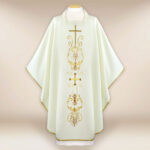 Casula liturgica con motivo della croce ecru