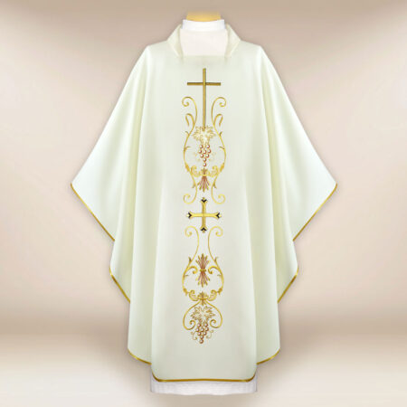 Casula liturgica con motivo della croce ecru