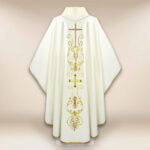 Casula liturgica con motivo della croce ecru