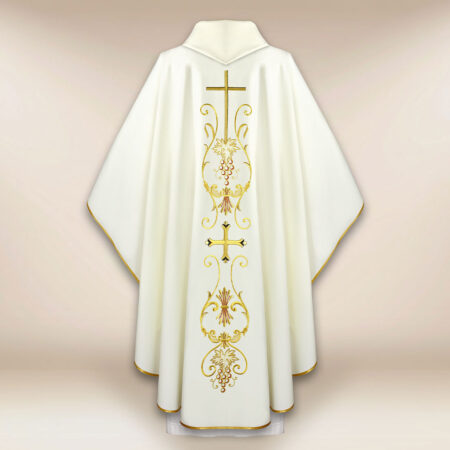 Casula liturgica con motivo della croce ecru
