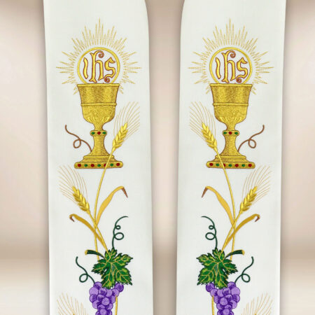 Stola sacerdotale ricamata con motivo del calice