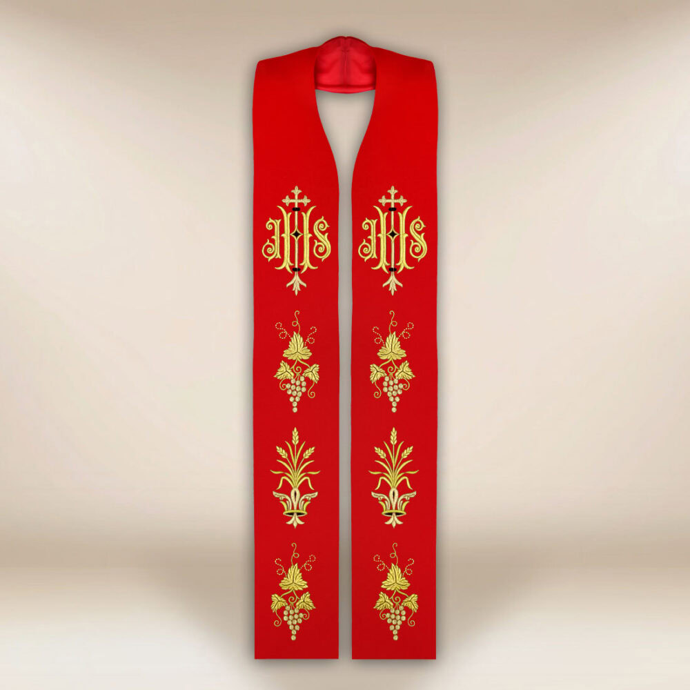 Stola sacerdotale ricamata con IHS
