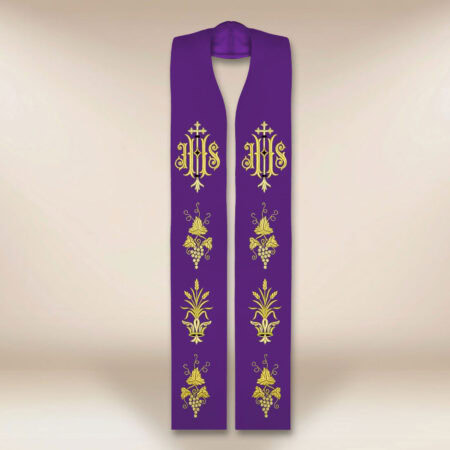 Stola sacerdotale ricamata con IHS