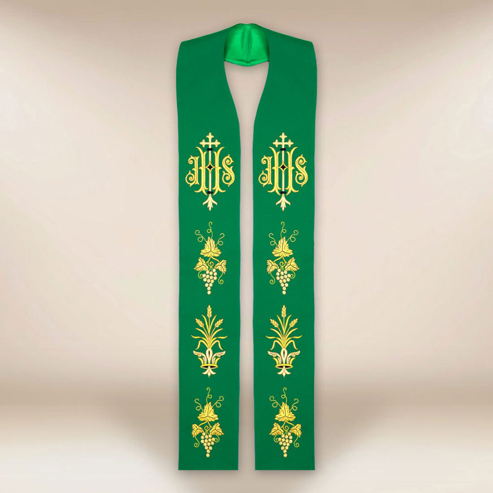 Stola sacerdotale ricamata con IHS