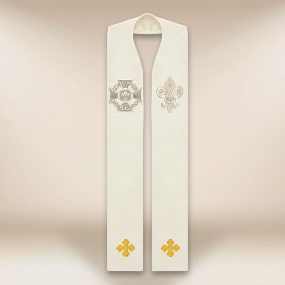 Stola sacerdotale ricamata con siMadonnaolo scout