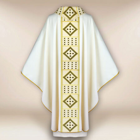 Casula sacerdotale ecru ricamata