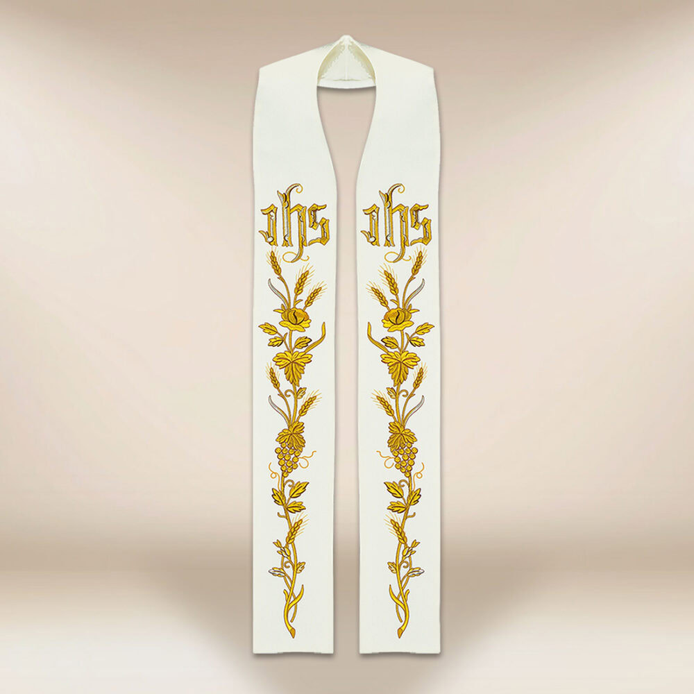 Stola sacerdotale ricamata con IHS