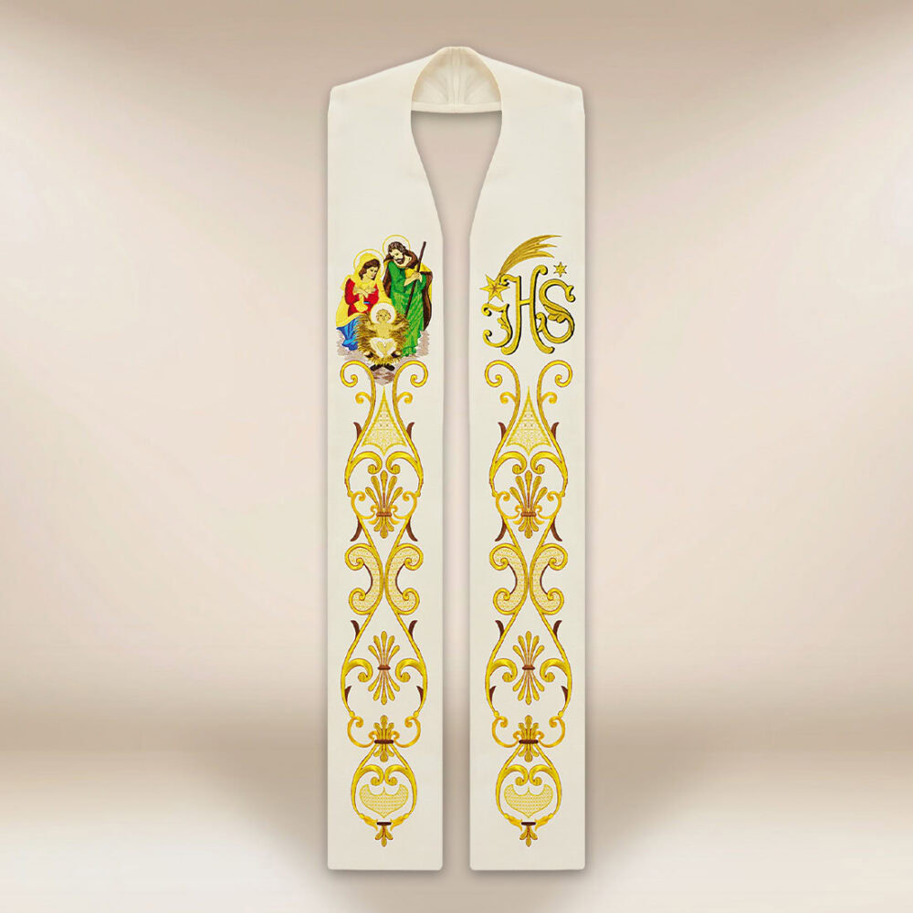 Stola sacerdotale ricamata natalizia