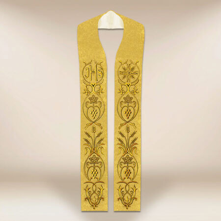 Stola sacerdotale ricamata oro con IHS