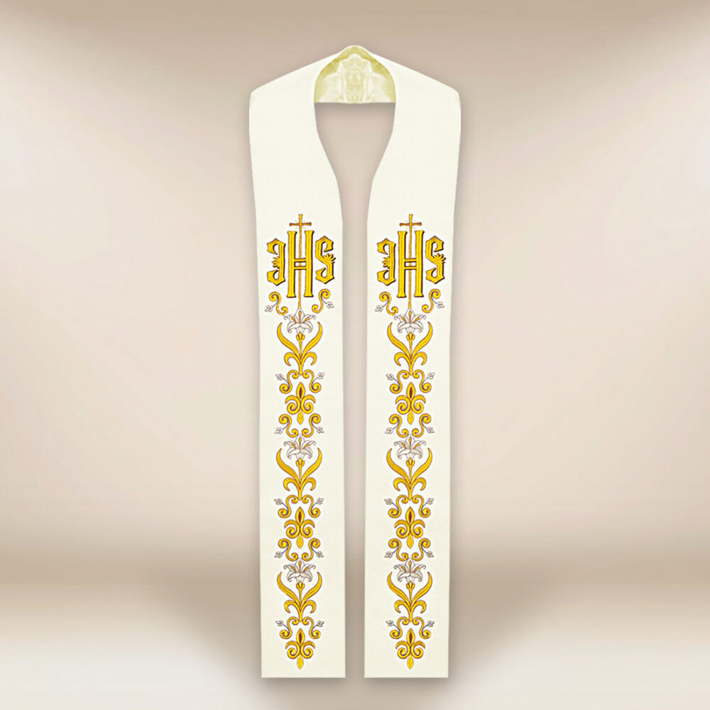Stola sacerdotale ricamata IHS