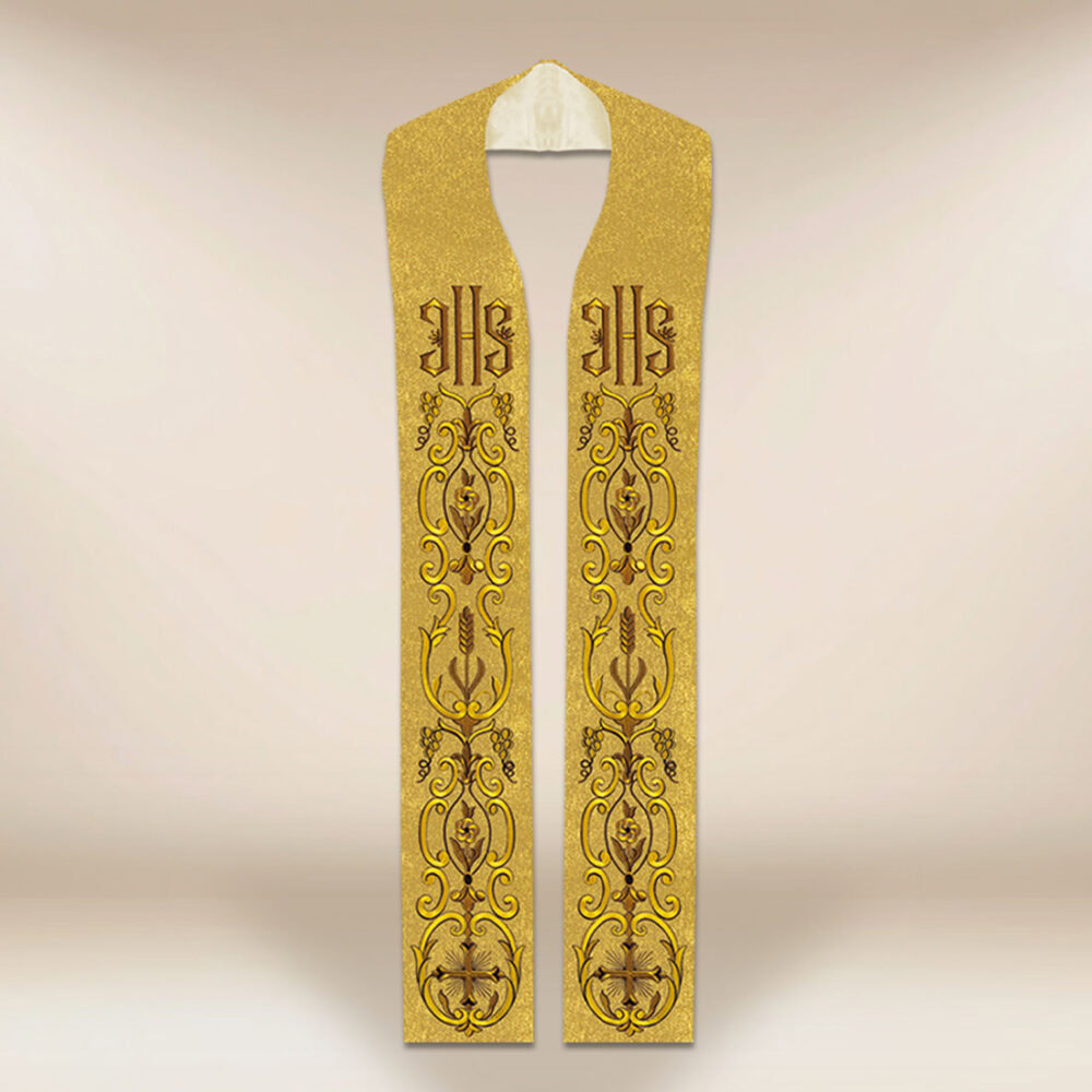 Stola sacerdotale ricamata oro IHS