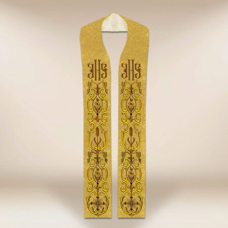 Stola sacerdotale ricamata oro IHS