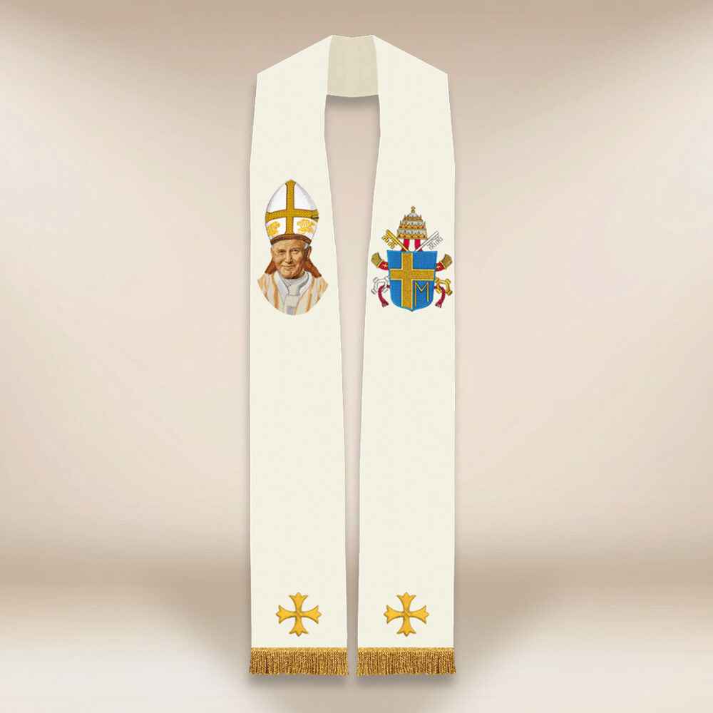 Stola sacerdotale ricamata Giovanni Paolo II